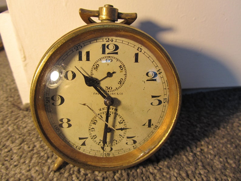 Antique Favre Leuba / Zenith Brass Travel Alarm Clock Swiss Etsy