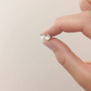 Tiny Sterling Silver, Yellow Gold, Rose Gold Round Concave Studs