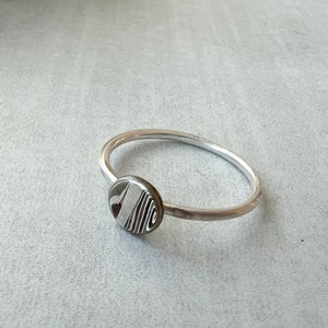 Bague disque Mokume Gane, bague en argent, bague en or, disque Mokume - réalisée sur commande