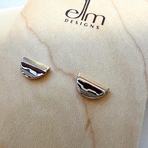 Mokume Gane and Gold Post Earrings