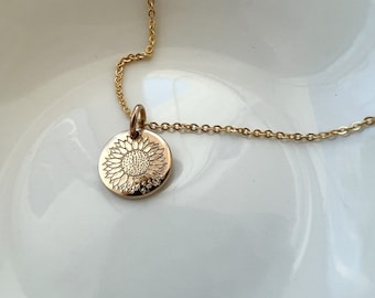 Gold Sunflower Necklace | STAND WITH UKRAINE | Ukraine Sunflower | Support Ukraine | Ukraine Fundraiser Necklace