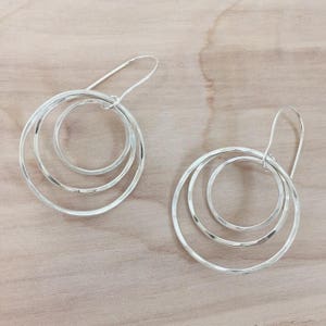 Stacked Silver Hoop Dangles