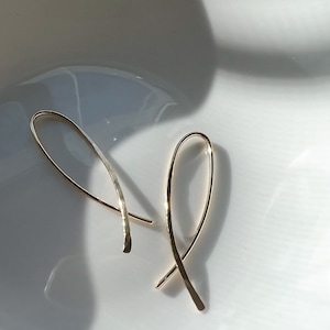 Small Thin Open Threader Hoops | Thin Threaded Hoops | Oval Hoops | Ear Threader Hoops