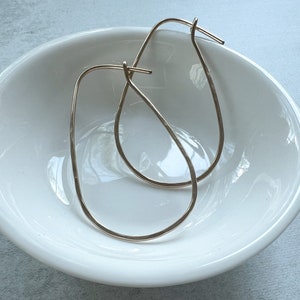 Hammered Oblong Hoops, Silver or Gold