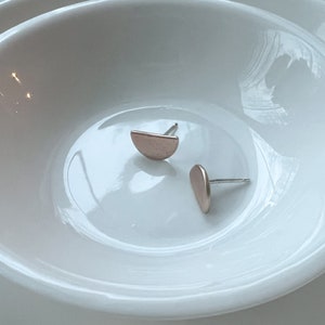 Rose Gold Half Moon Crescent Post Earrings, Semicircle, Half Circle