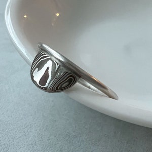 Mokume Gane Semicircle Ring, Silver ring, Mokume Crescent - Made to Order