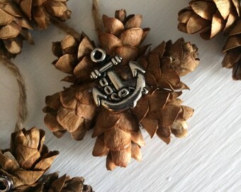 Anchor Mini Pine Cone Ornaments, Nautical Gift Topper, Beach Wedding Favors, Ocean Theme Party, Seaside decor, Ahoy Baby Shower