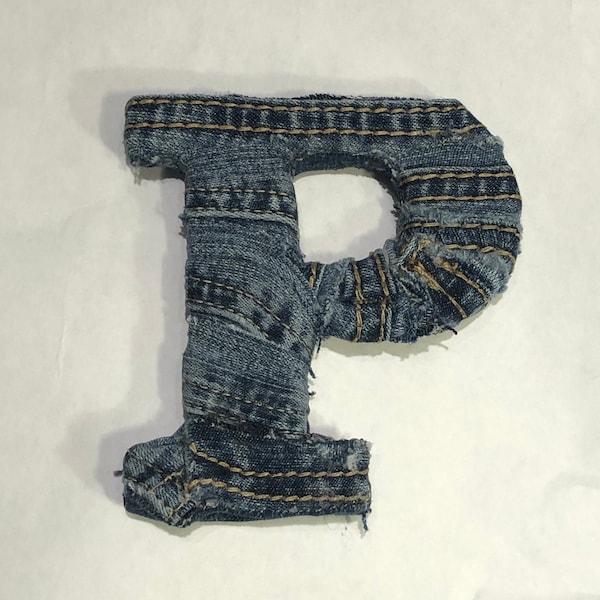 Denim Wrapped Letter, Blue Jean Home decor, Country Charm