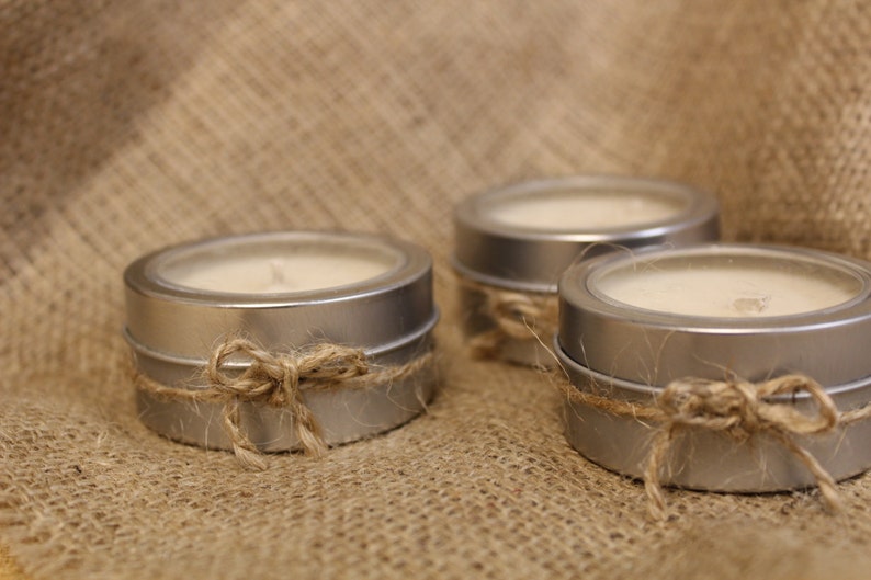 Small Soy Candle for Rustic Wedding Favors Tin Container Etsy
