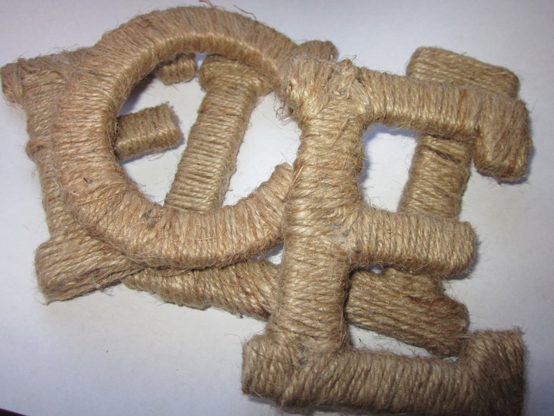 Jute Twine Wrapped Letter, Monogram Burlap Wreath Attachment, Rustic