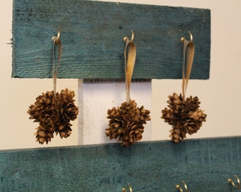 Mini Pine Cone Ball Ornament Set, Pinecone Custer, Country Christmas Tree Decoration, Natural Gift Topper