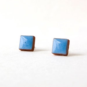 Square Earrings, Stud Earrings, Blue Earrings, Unisex Earrings, Square Stud Earring, Post Earrings, Silver 925, Holiday Gift, Men&#39;s Earrings