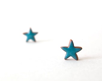 Star Earrings, Silver 925, Turquoise Star Earring, Star Stud Earring, Star Post Earring, Geometric Earring, Holiday Gift, Men's Earrings