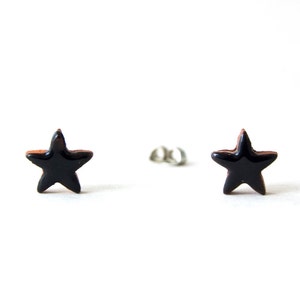 Black Star Earrings, Silver 925, Star Earring, Star Stud Earring, Star Post Earring, Geometric Earring, Holiday Gift, Men&#39;s Earrings