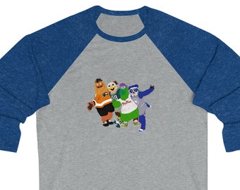 Philadelphia Sports, Philly Baseball Tee, Phanatic, Gritty, Swoop, Franklin, 76ers, Eagles, Phillies, Flyers