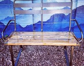 Re Purposed Ski chairlift Bench, Powder Coated Silver Black Fleck, Front Porch Bench, Yard Memorial Bench, Outdoor Park Bench, Patio Furnitu