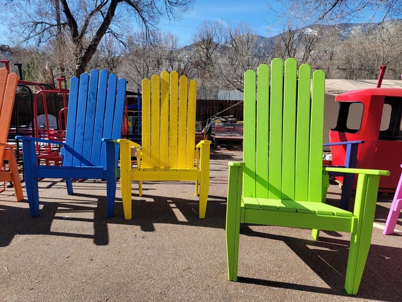Solid Color Any Color Giant Adirondack Chair, Wood Ski Chair, Custom Stained 6' OR 7' 72 OR 84 Tall Giant Oversized XXL chair image 9