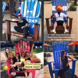 Solid Color Any Color Giant Adirondack Chair, Wood Ski Chair, Custom Stained 6' OR 7' 72 OR 84 Tall Giant Oversized XXL chair image 6