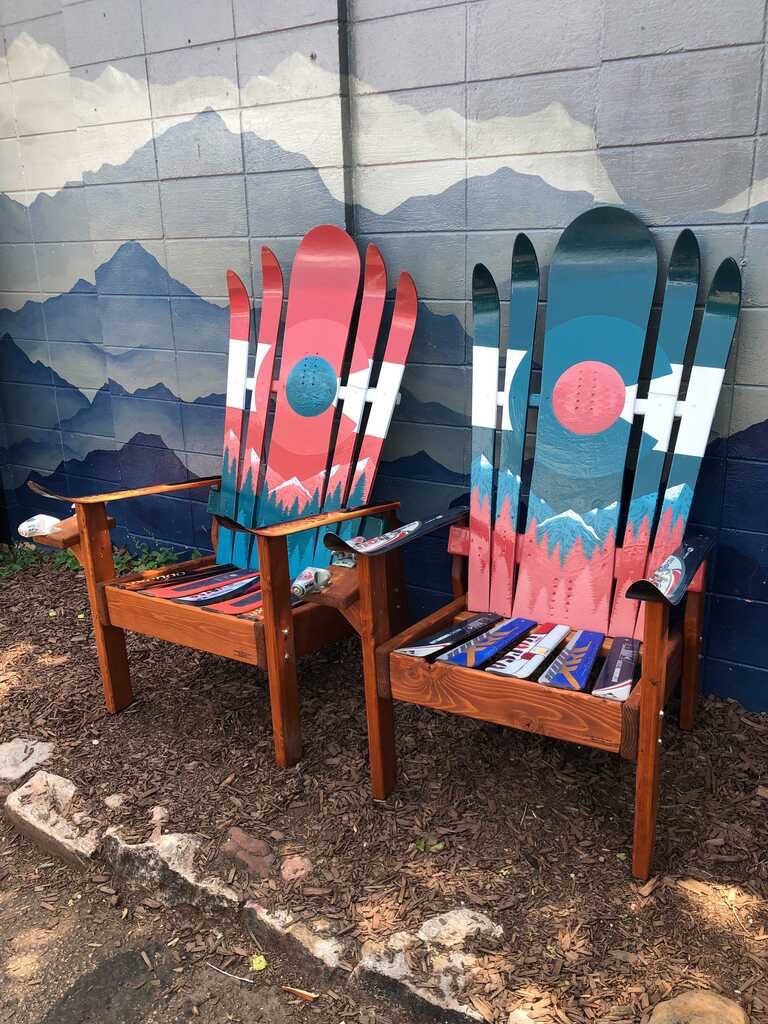 Set of 2 Hand-painted Ski Chairs – Summer Sunset Mountain Scene - Etsy