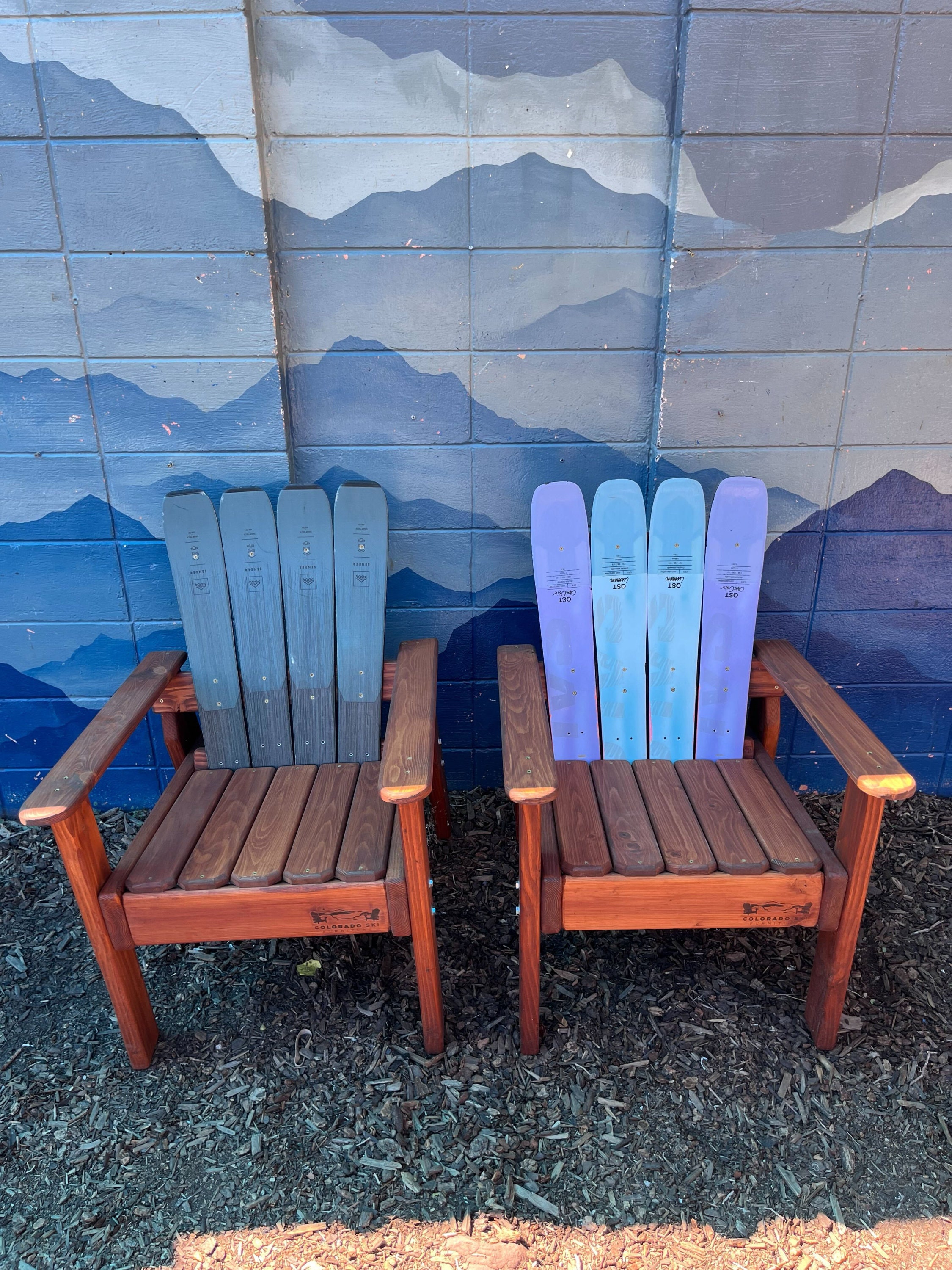 Hand Painted Ski Chair – Upcycled Snowboard, Indoor Outdoor Decor