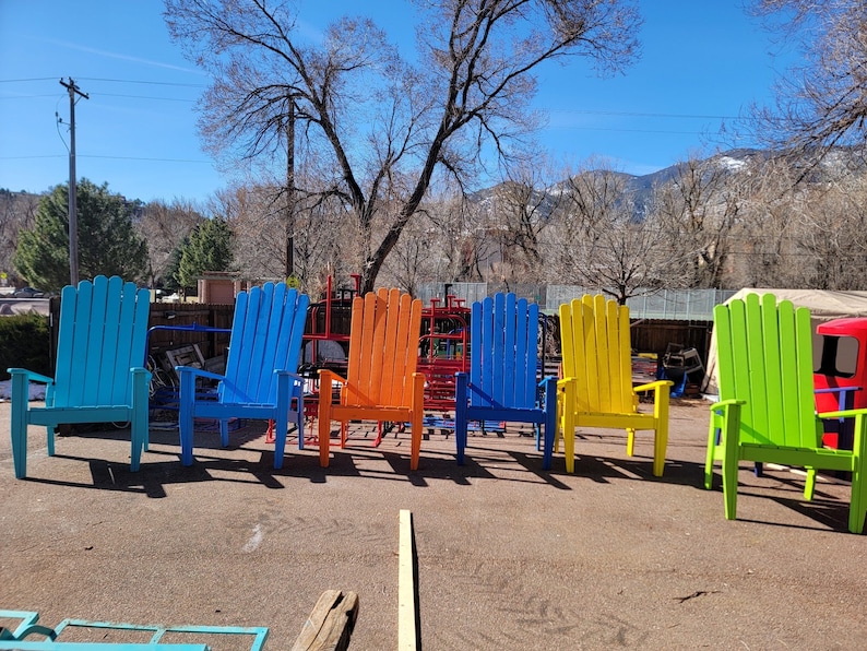 Solid Color Any Color Giant Adirondack Chair, Wood Ski Chair, Custom Stained 6' OR 7' 72 OR 84 Tall Giant Oversized XXL chair image 10