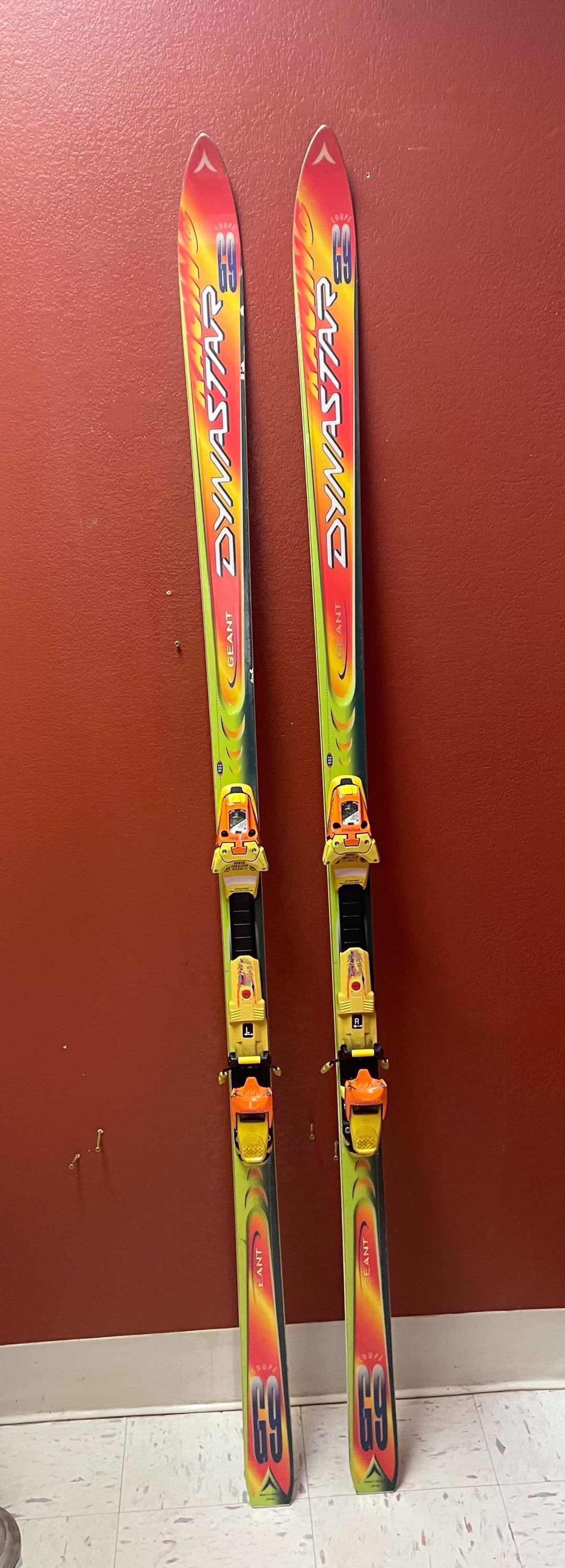 Antique Dynastar Coup 69 Skis, Unique Antique Refurbished Ski Wall