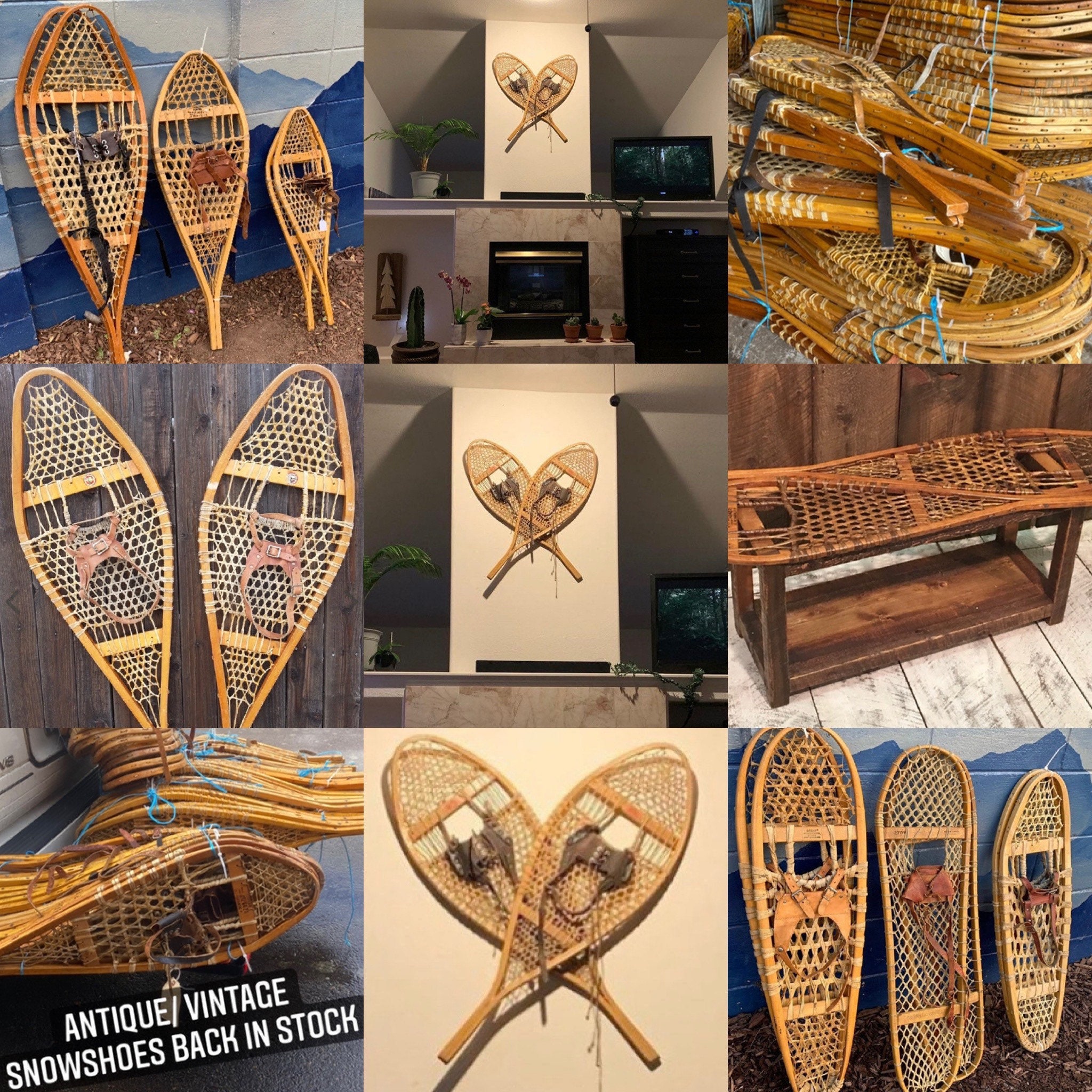 Antique Snowshoes, Rustic Chic Outdoor Decor (32-44 Inch) - Etsy