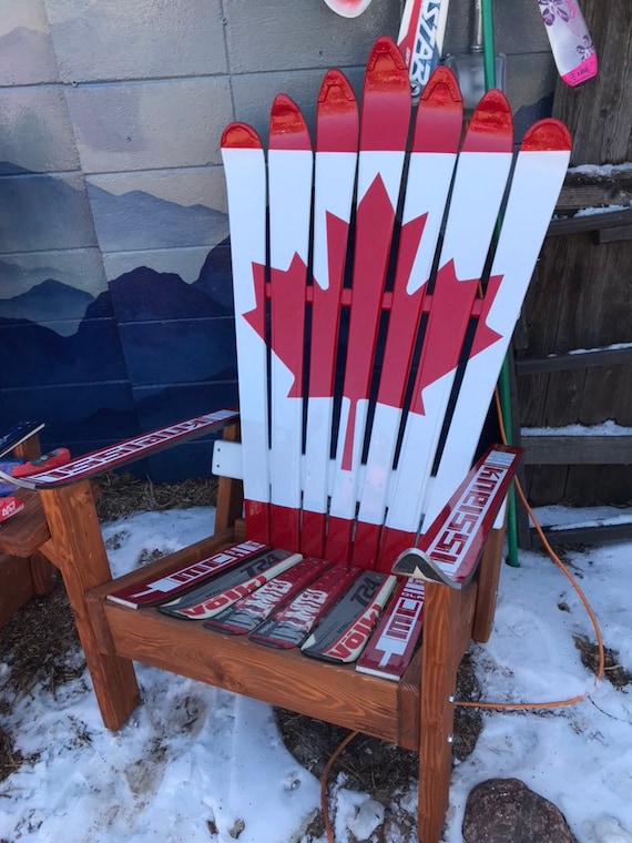 Canada Flag Hand Painted Adirondack Ski Chair Etsy