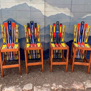 Set of 4 - Ski Bar stools, Patio Chairs,  Pick any ski Colors! High Top Dining Chairs, Pub Table Chairs, Outdoor Bar Stools, Ski Bar Stools