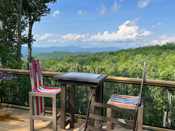 Set of 3 2ski Bar Stools and Pub Table Patio Chairs High Top