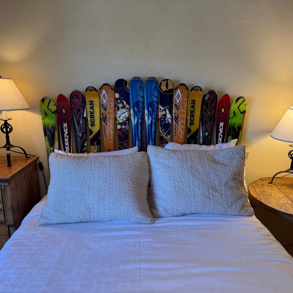 Ski Headboard, Custom Mountain Decor, Twin Queen King Size