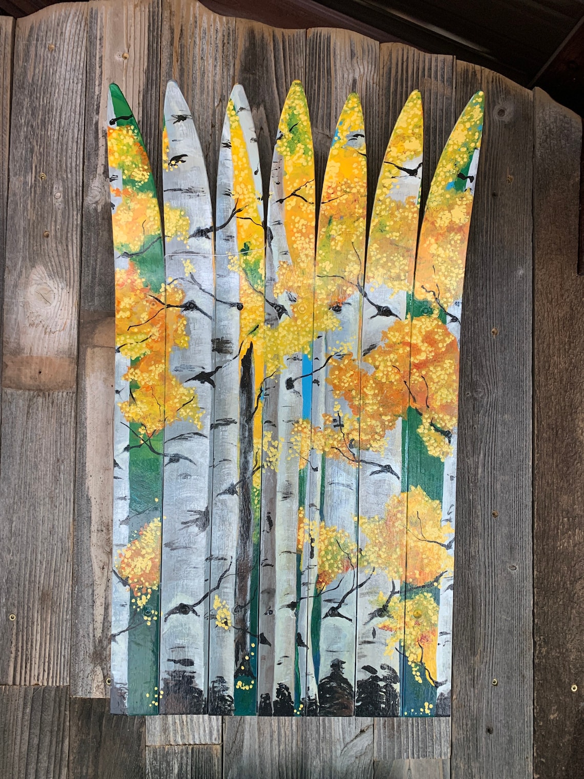 Aspen Trees SKI Wall Art Hand Painted on Downhill Skis Aspen Etsy