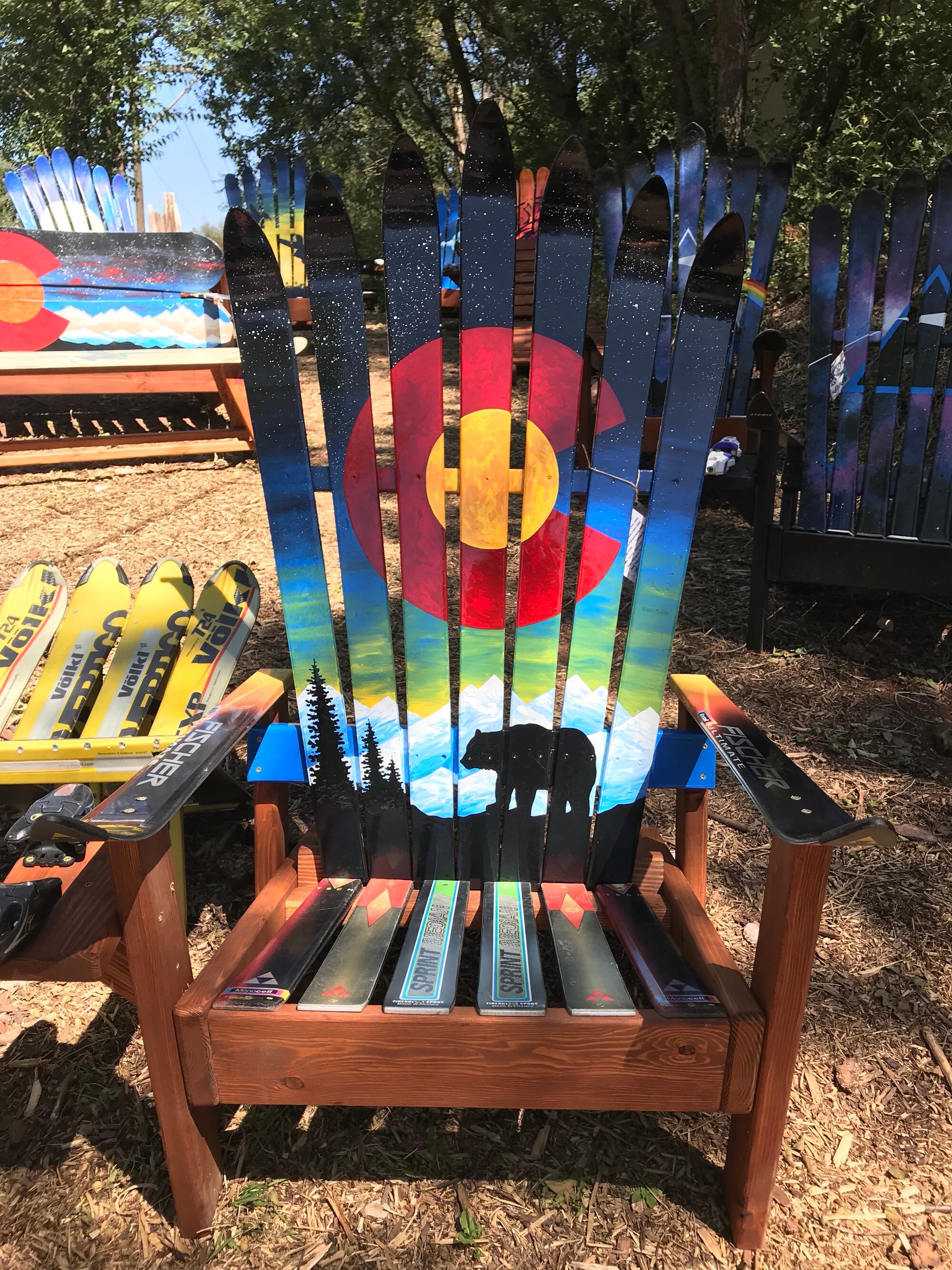 upright outdoor living colorado springs on Patio Chair Adirondack Chair Bear Northern Lights Painted Etsy