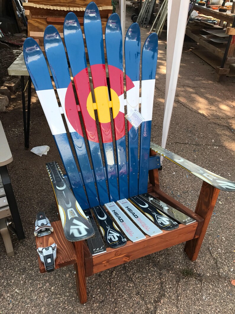 Set of 2 Colorado Flag Ski Chairs Hand Painted Adirondack Etsy