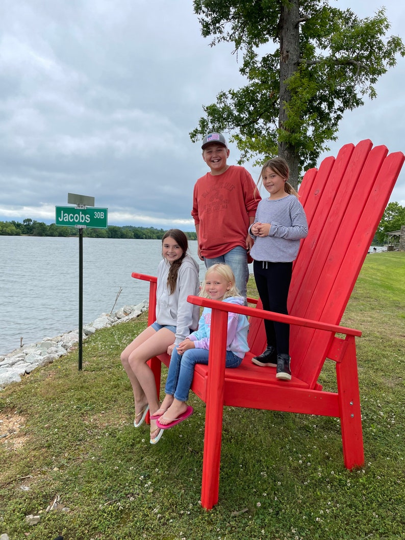 Solid Color Any Color Giant Adirondack Chair, Wood Ski Chair, Custom Stained 6' OR 7' 72 OR 84 Tall Giant Oversized XXL chair zdjęcie 3