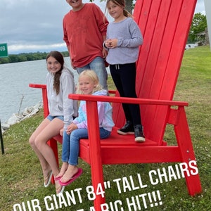 Solid Color Any Color Giant Adirondack Chair, Wood Ski Chair, Custom Stained 6' OR 7' 72 OR 84 Tall Giant Oversized XXL chair image 4