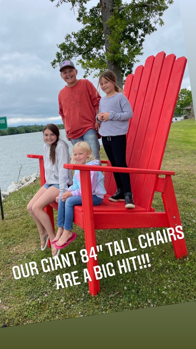 Solid Color Any Color Giant Adirondack Chair, Wood Ski Chair, Custom Stained 6' OR 7' 72 OR 84 Tall Giant Oversized XXL chair image 4