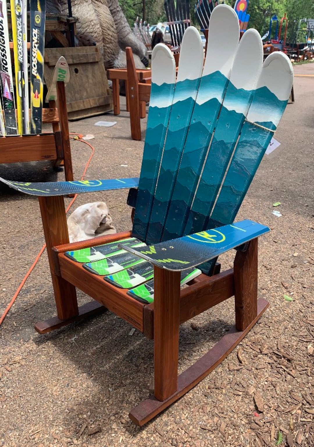 Kids Mountain Mural Ski Adirondack Rocking Chair – Teal Turquoise - Etsy