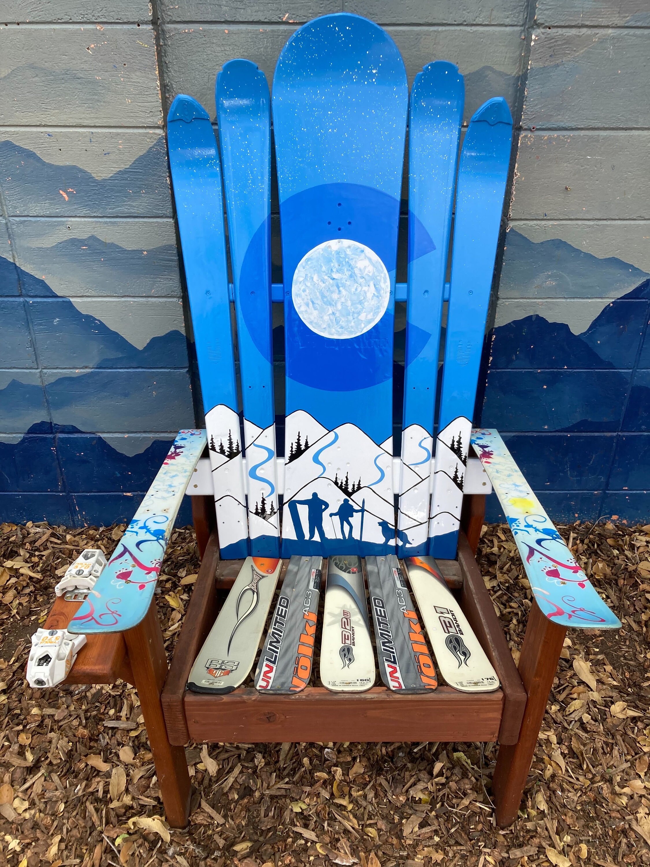Hand Painted Ski Adirondack Chair, Colorado Mountain Theme - Etsy