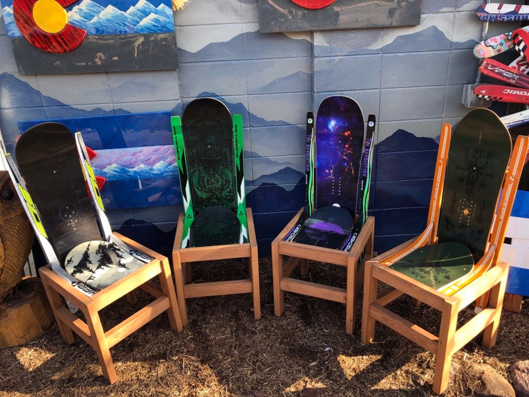 Set of 4 Snowboard & Ski Hybrid Patio Dining Chairs. Dining Etsy