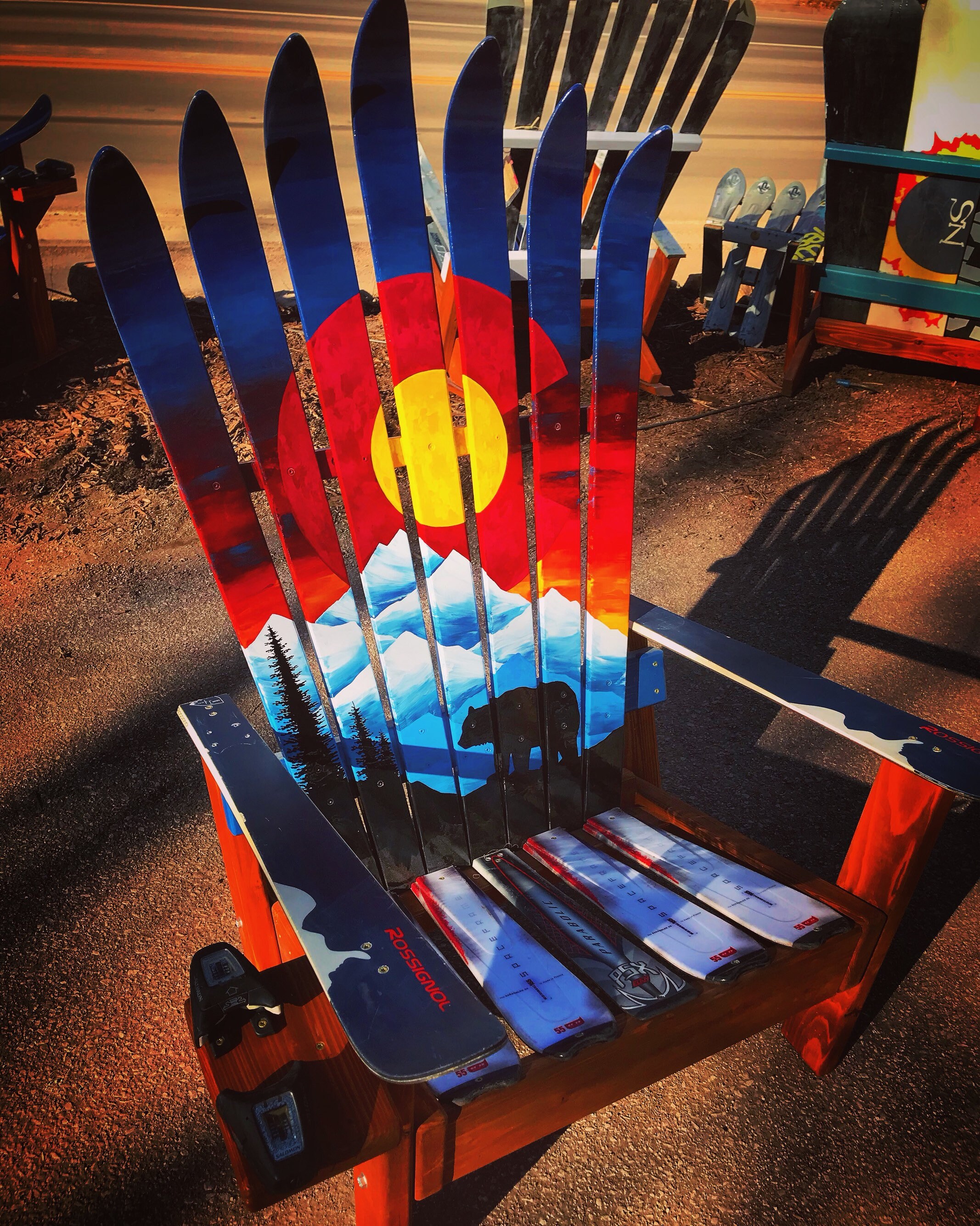 upright outdoor living colorado springs on Patio Chair Adirondack Chair Ski Chair Outdoor Furniture Etsy