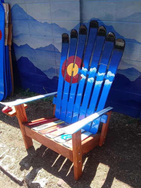 Custom Adirondack Ski Chairs Colorado Flag Plus Mountains And Etsy
