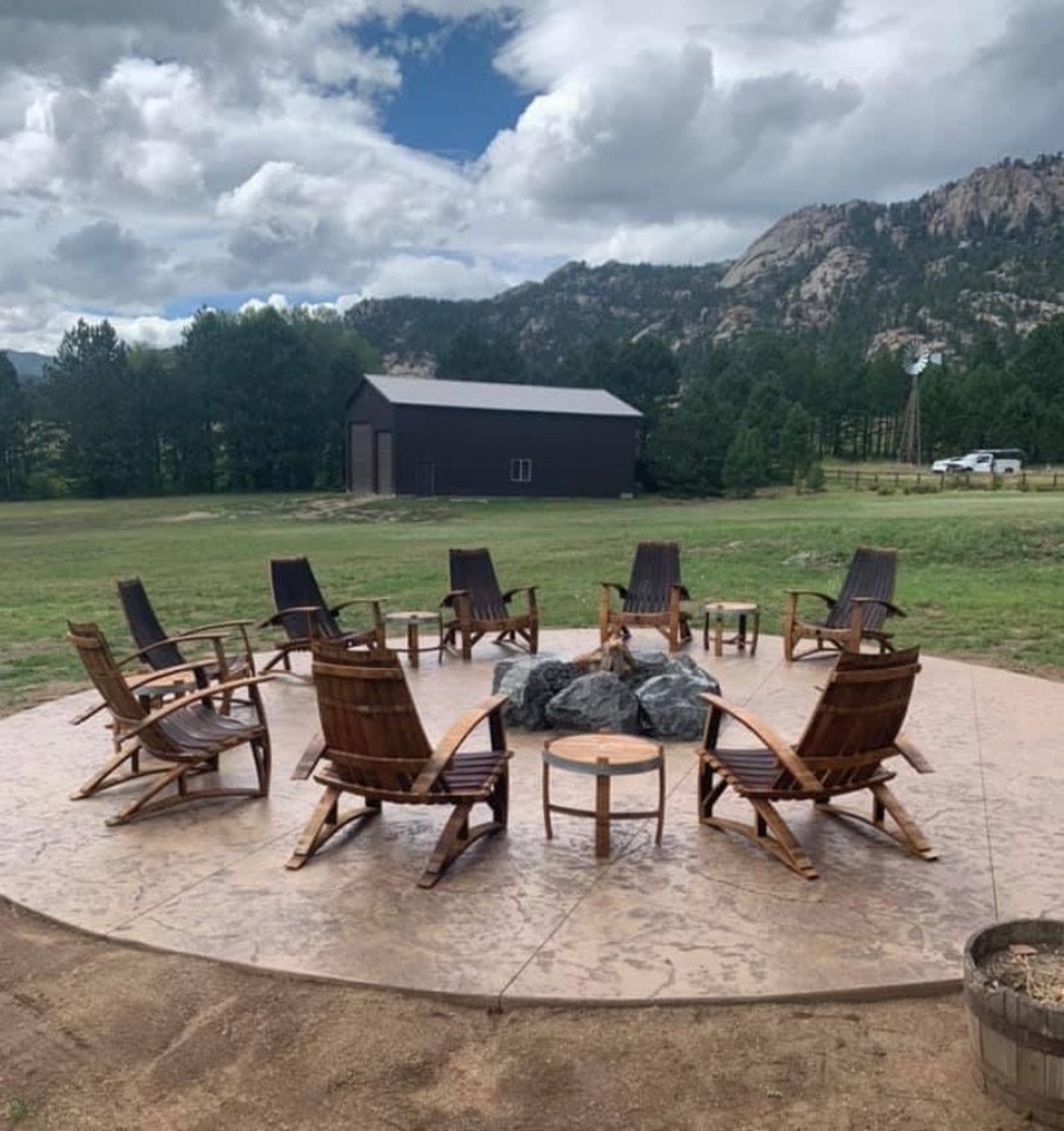 Set of 8 Whiskey Barrel Chairs Patio Chair Set Deck Etsy