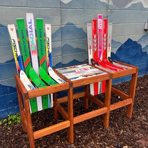 New Set of 2+connecting side table - Ski Bar stools, Patio Chairs,  Pick any ski Colors! Pub Chairs, Outdoor Bar Stools, Ski Bar Stools