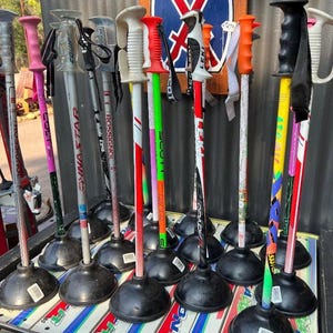 Ski Pole Plunger, Limited Colors Available, Fun Gift, Skier Gift, Bathroom Accessories, Bathroom Plunger, Gag Gift, Photos are just examples
