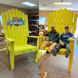 Giant XXL Extra Wide Chair, Stained Any color Adirondack Chair, Wood Ski Chair, 72&quot; or 84&quot; (6 or 7 Foot Huge Chair, optional Logo add ons
