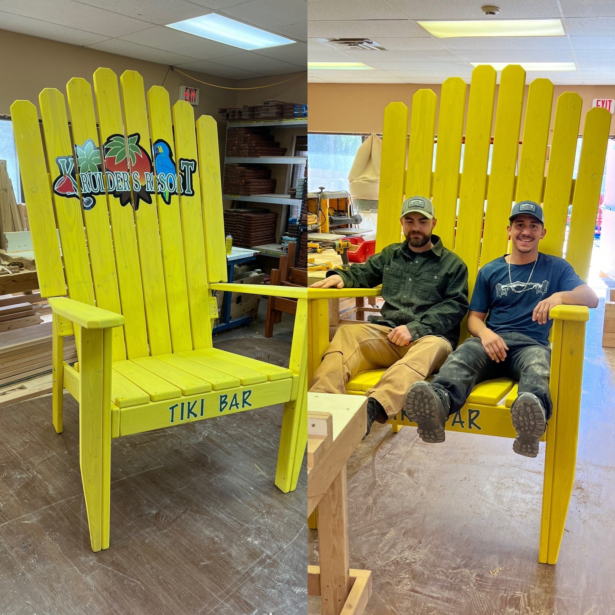 72 or 84 (6 or 7 feet) Tall Giant Oversized Adirondack chair - (Custom  Stain Color & We will Apply your Vinyl Logo Version)