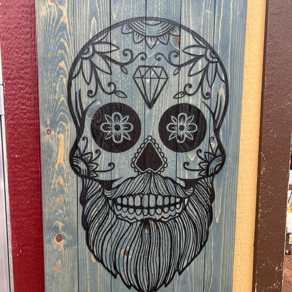 Painted Skull Wall Art Etsy