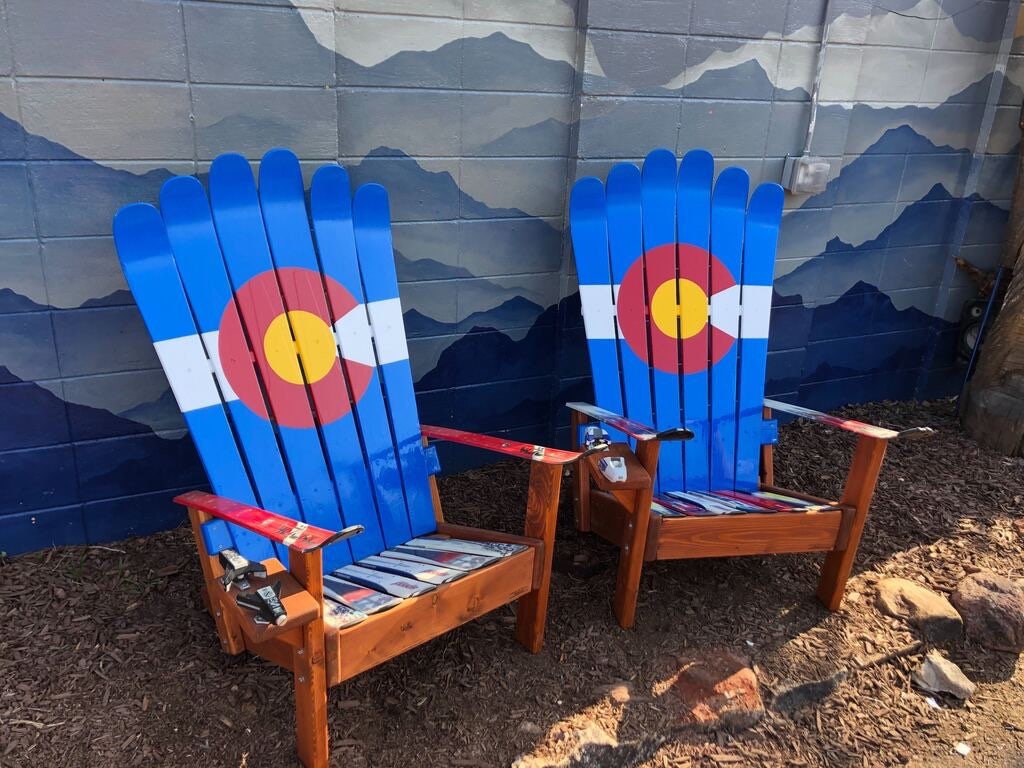 Set of 2 Colorado Flag Ski Chairs, Hand Painted Adirondack Ski Chair, Wood  Patio Chair, Fire-pit Chairs, Unique Gifts, Colorado Chairs 