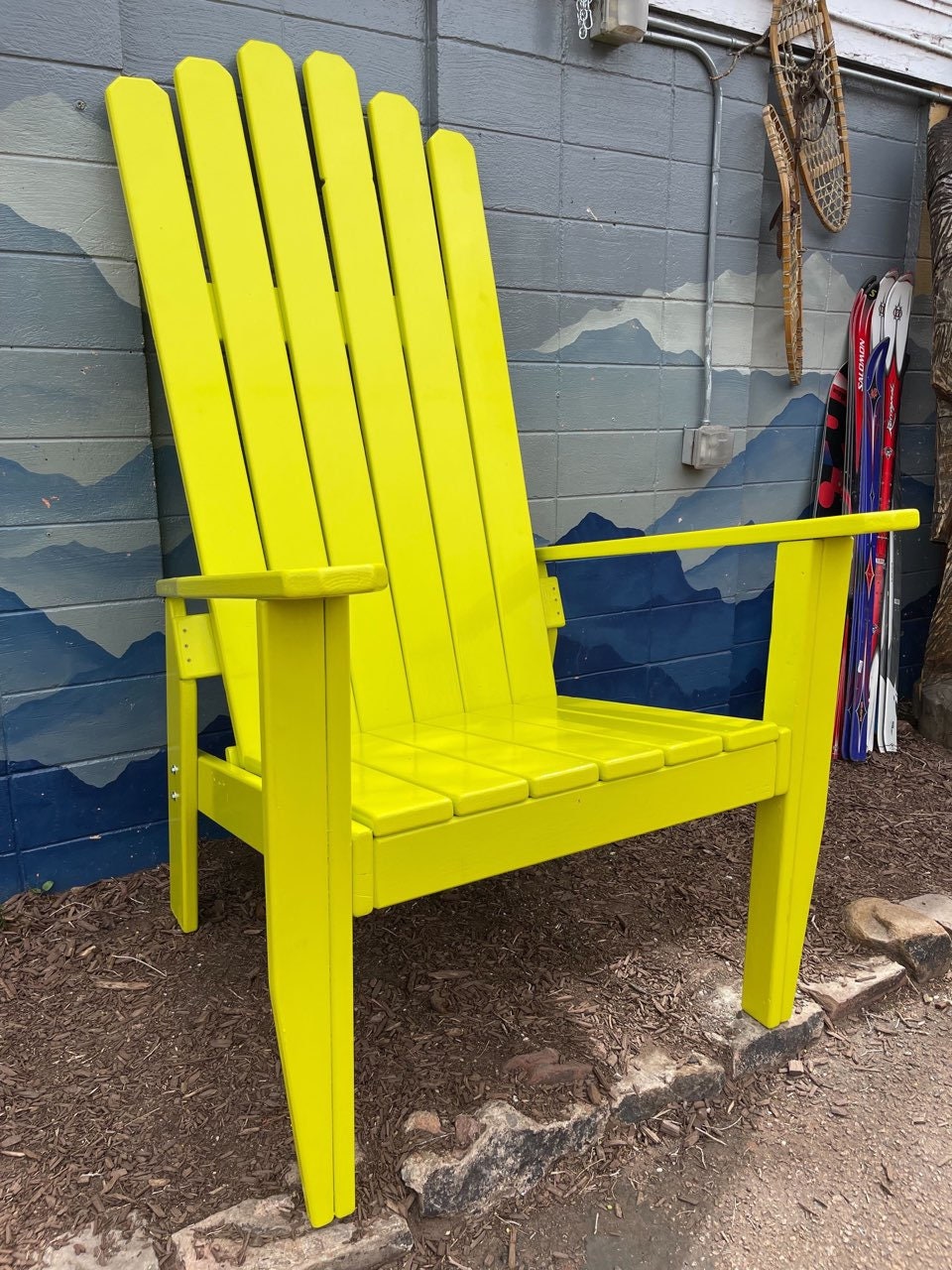 Lime Green Giant Adirondack Chair Wood Ski Chair Hand Painted 6 or 7 72 or 84 Tall Giant Oversized Adirondack Chair Outdoor Chair Etsy UK
